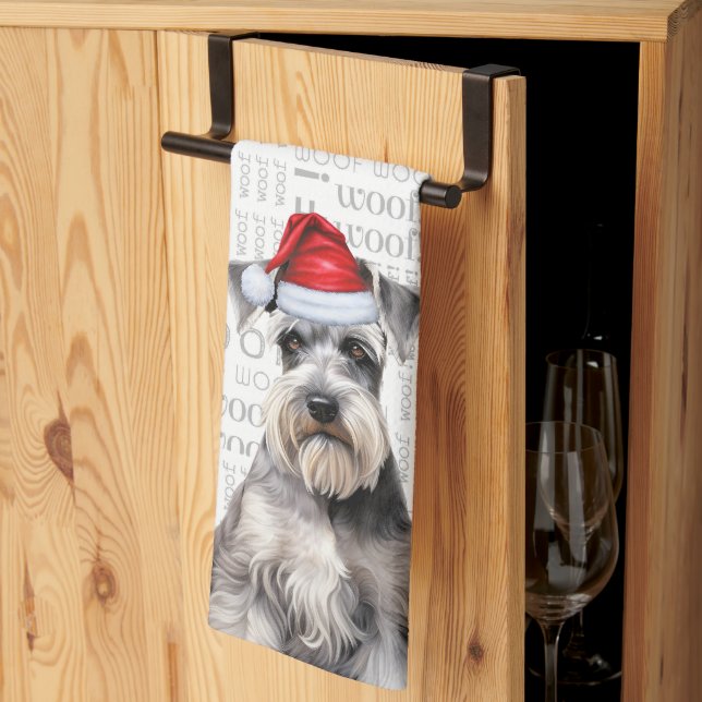 Linge De Cuisine Funny Dog Lover Holiday Schnauzer Christmas (Pliage en tiers)