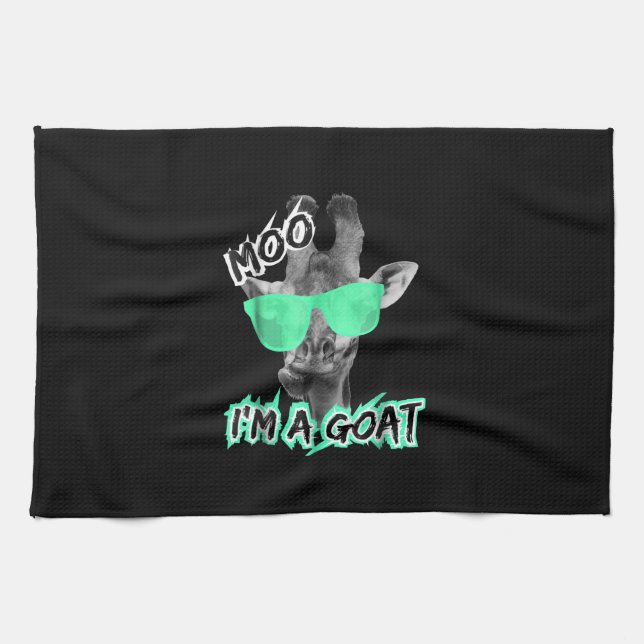 Linge De Cuisine Funny Giraffe Moo Dans le zoo de Goat (Horizontal)