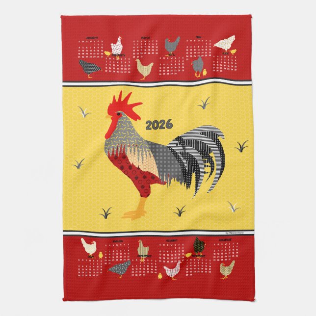 Linge De Cuisine Funny Modern Chicken 2026 Calendrier (Vertical)