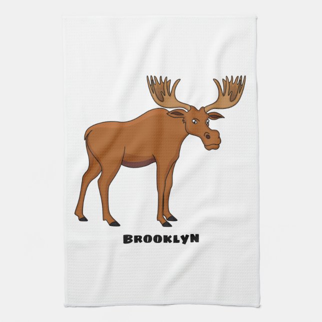 Linge De Cuisine Funny moose cartoon illustration (Vertical)