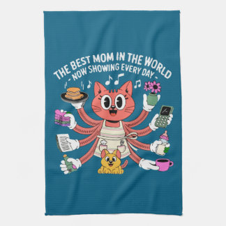 Linge De Cuisine Funny Multi-Tasking Cat Mom The Best Mom 