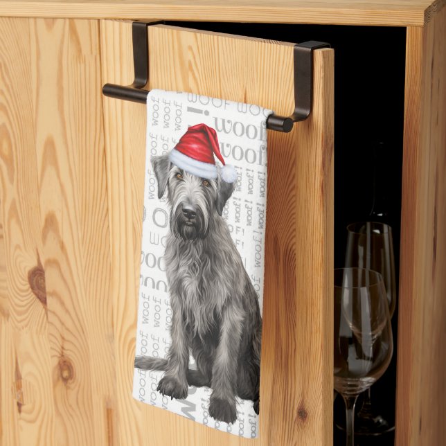 Linge De Cuisine Funny Pet Lover Holiday Wolfhound Dog Christmas (Pliage en tiers)