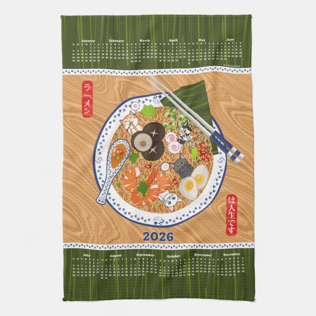 Linge De Cuisine Funny Ramen Noodle Bowl 2026 Calendrier (Vertical)
