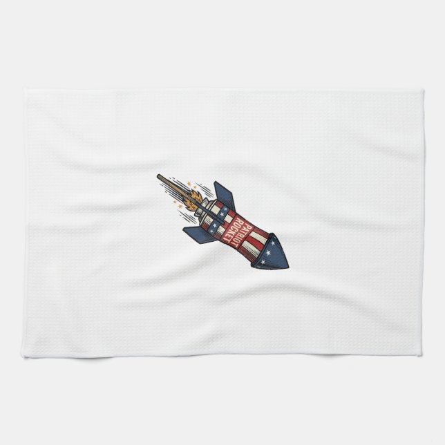 Linge De Cuisine Fusée Patriot 4 juillet Conception de feux d'artif (Horizontal)