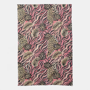 Linge De Cuisine Fusion Poster de animal rose - Motif sans couture