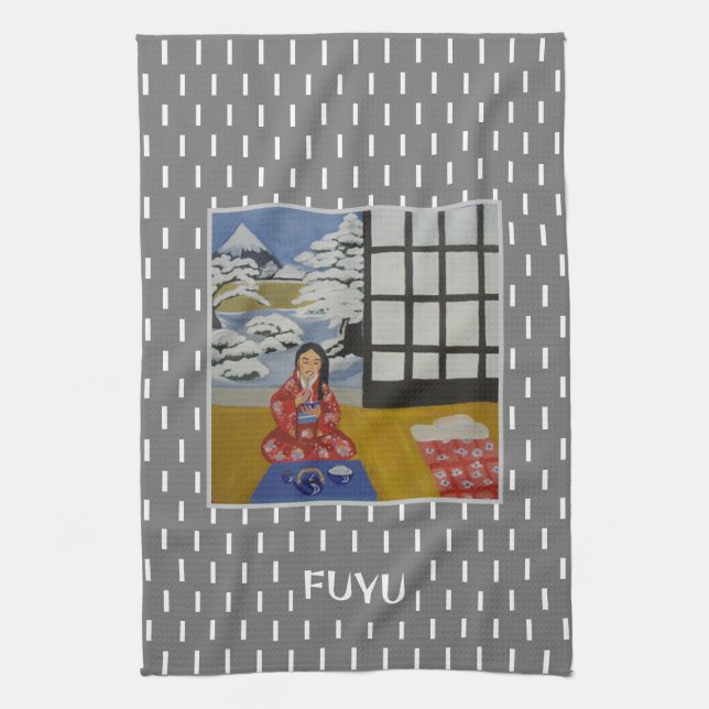 Linge De Cuisine Fuyu Japon hiver saison Art (Vertical)