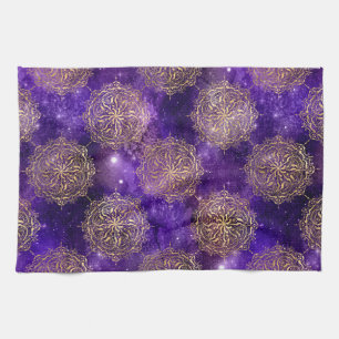 Linge De Cuisine Galaxie dorée et violette Motif Mandala Dharma