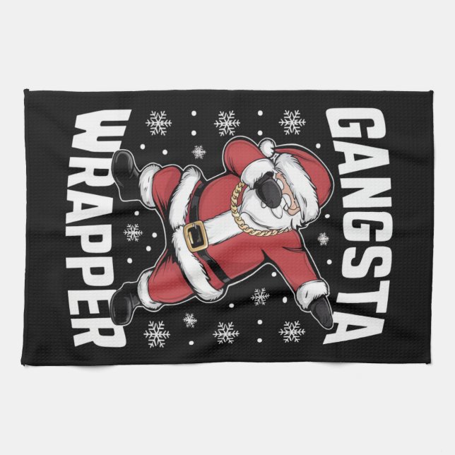 Linge De Cuisine Gangsta Wrapper Dabbing Père Noël Noël (Horizontal)