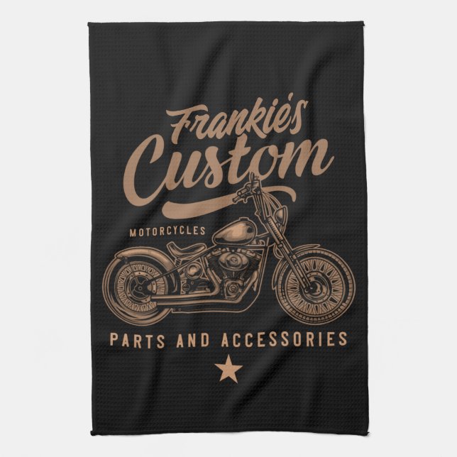 Linge De Cuisine Garage de moto personnalisé pour motard Bobber (Vertical)