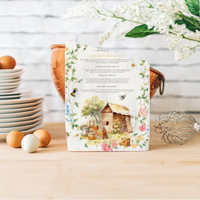 Linge De Cuisine Garder les abeilles | Monogramme rustique de ferme (Créateur téléchargé)