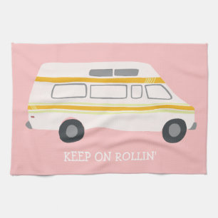 Linge De Cuisine GARDEZ SUR le rétro Campervan Motorhome rv rose d