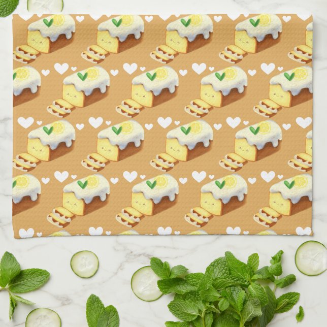 Linge De Cuisine Gâteau au citron avec glaçage (Plié)
