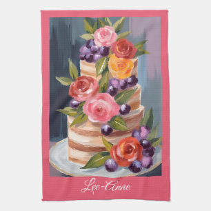 Linge De Cuisine Gâteau floral aquarelle – Design élégant