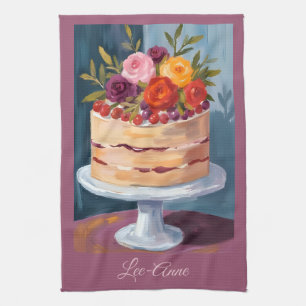 Linge De Cuisine Gâteau Floral Watercolor Cottagecore