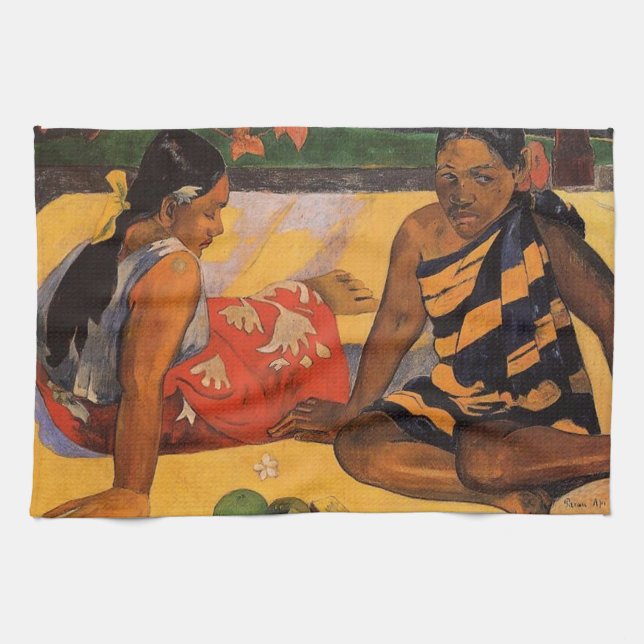 Linge De Cuisine Gauguin Polynésie Française Tahiti Femmes Peinture (Horizontal)