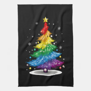 Linge De Cuisine Gay LGBT Fierté Arc-en-ciel Arbre de Noël Joyeux N