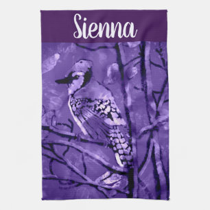 Linge De Cuisine Geai Bleu Oiseau Violet Art Abstrait Personnalisé