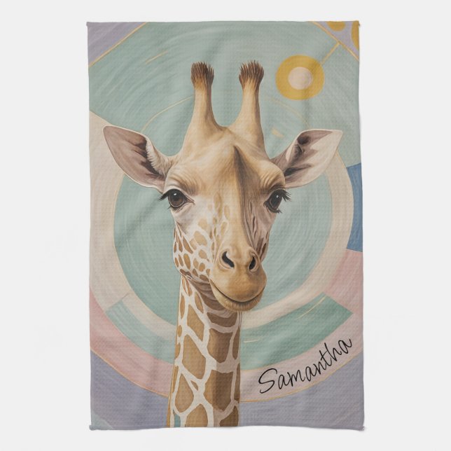 Linge De Cuisine Géant doux : Pastel Giraffe (Vertical)