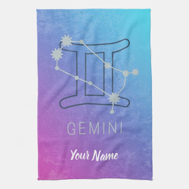Linge De Cuisine Gemini Zodiac Star Sign Watercolor (Vertical)