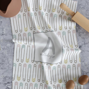 Linge De Cuisine Gender Neutral Diaper Pin Pattern Kitchen Towel