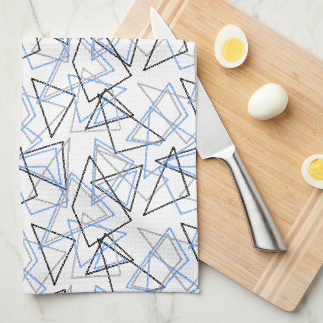 Linge De Cuisine Geometric shapes in chalk on white  (Quart Plié)