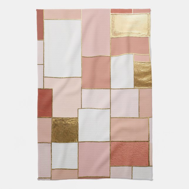 Linge De Cuisine Géométrie de Rose Dorée (Vertical)