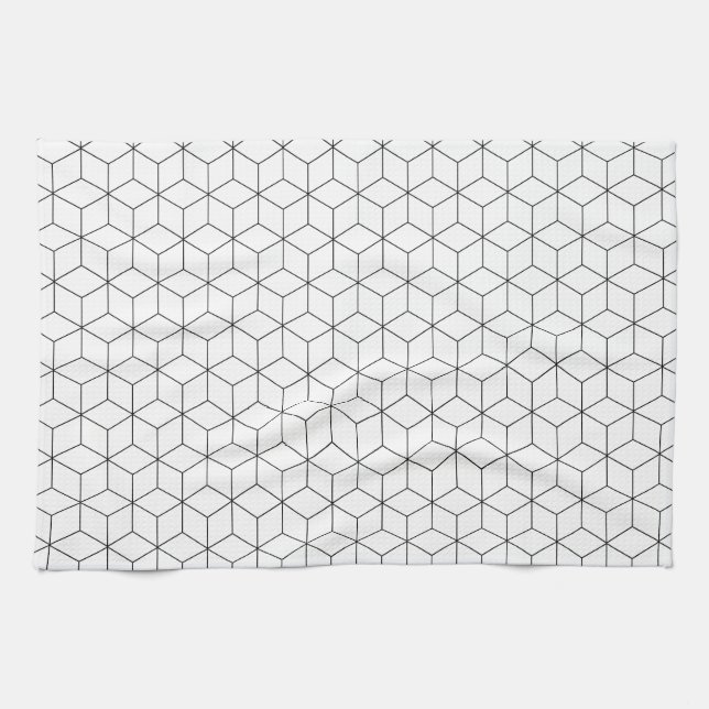 Linge De Cuisine Géométrie moderne en noir et blanc (Horizontal)