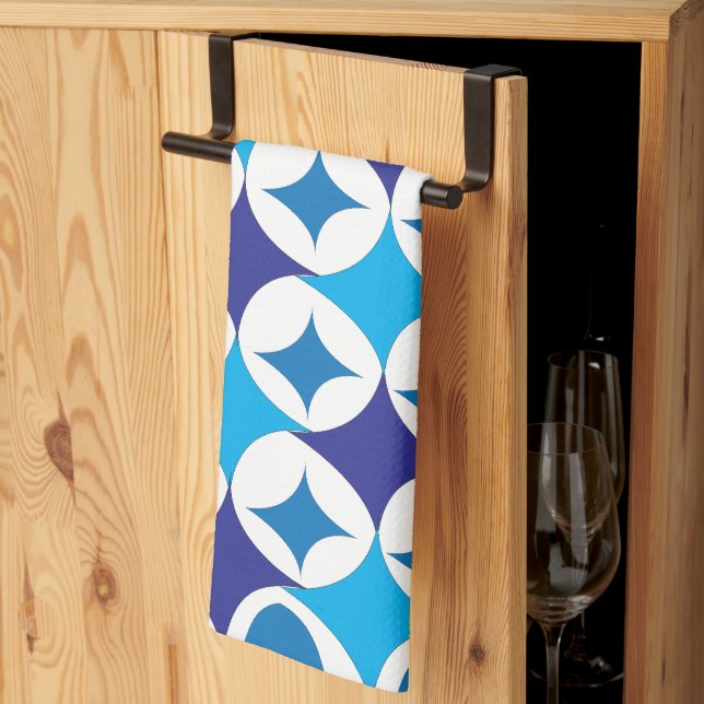 Linge De Cuisine Géométrique moderne bleu (Pliage en tiers)