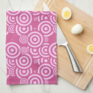 Linge De Cuisine géométrique rose et blanc