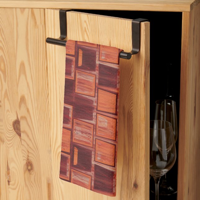 Linge De Cuisine Géométrique rouge et orange (Pliage en tiers)