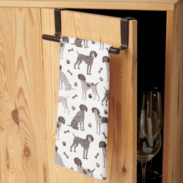 Linge De Cuisine German Shorthaired Pointer Dog Bone and Paw Print  (Pliage en tiers)