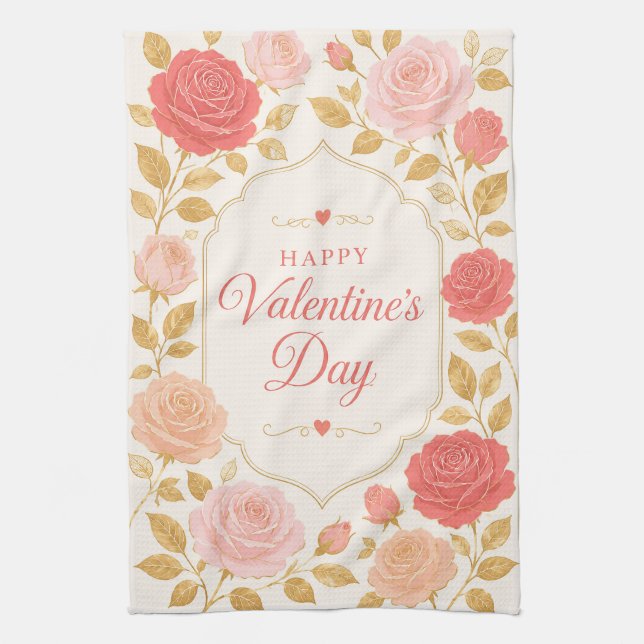 Linge De Cuisine Gilded Rose Romance de la Saint-Valentin (Vertical)