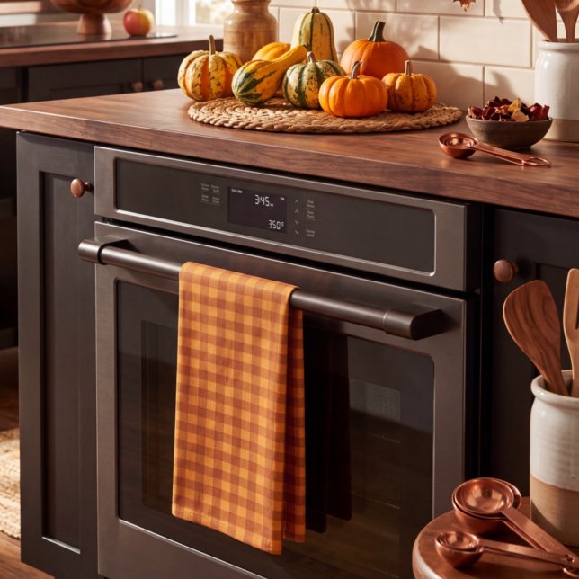 Linge De Cuisine Gingham à carreaux classique citrouille automne (Créateur téléchargé)