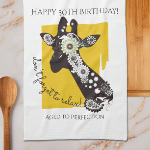 Linge De Cuisine Girafe Drôle Anniversaire Personnalisé Funky Cool