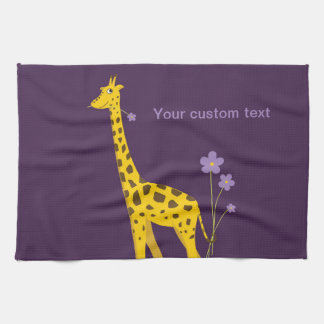 Linge De Cuisine Girafe drôle de patinage de pourpre personnalisée