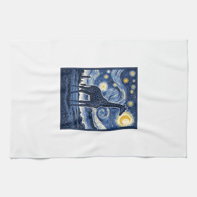 Linge De Cuisine Girafe Nuit Étoilée Vintage (Horizontal)