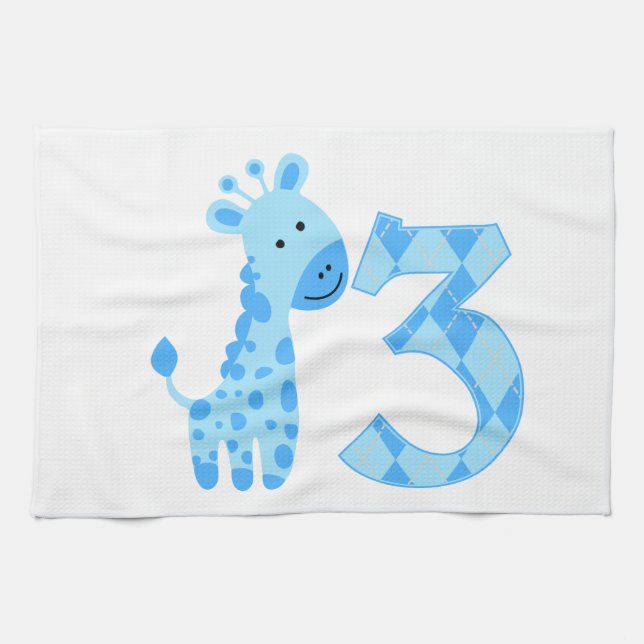 Linge De Cuisine Giraffe Bleue 3e anniversaire (Horizontal)