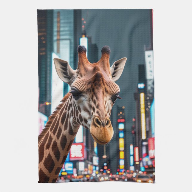 Linge De Cuisine Giraffe dans le Carré du Times (Vertical)