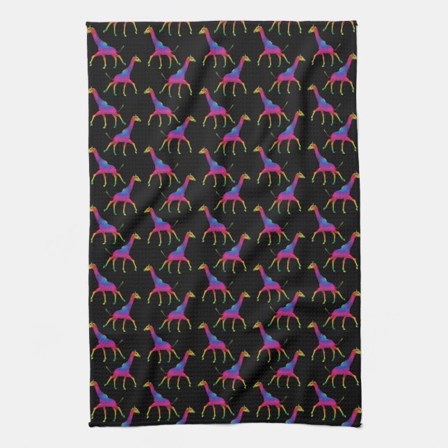 Linge De Cuisine Giraffe de couleur arc-en-ciel (Vertical)