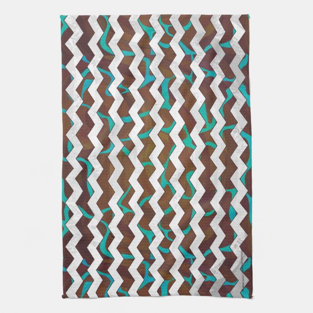 Linge De Cuisine Giraffe Impression Brown et Turquoise (Vertical)