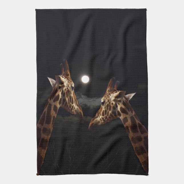 Linge De Cuisine Giraffe Love In the Moonlight (Vertical)
