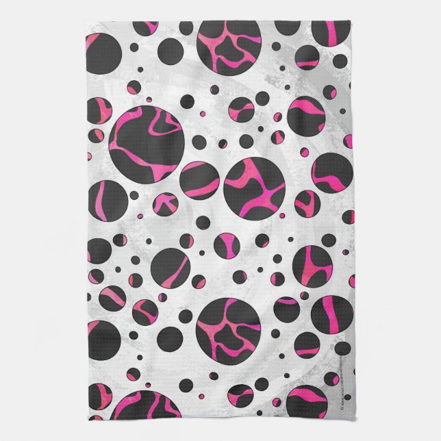 Linge De Cuisine Giraffe rose chaude et noire (Vertical)