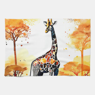 Linge De Cuisine Giraffe Savannah Art