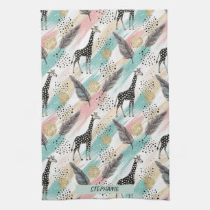 Linge De Cuisine Giraffe Whimsical Polka Dot Motif - Pastel