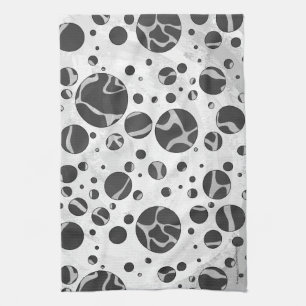 Linge De Cuisine Giraffy Polka Dot noir et gris clair Impression