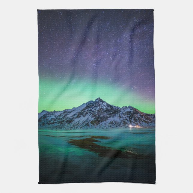 Linge De Cuisine Glace et neige | Aurora Borealis Voie Lactée Islan (Vertical)