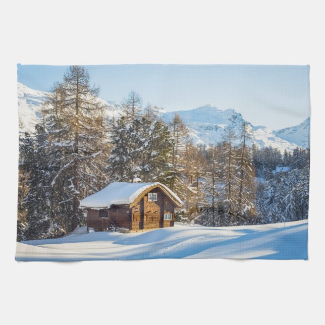 Linge De Cuisine Glace et neige | Journal d'hiver Cabine Alpes suis (Horizontal)