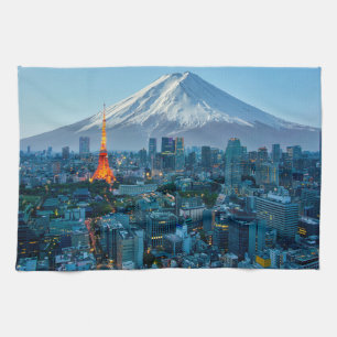Linge De Cuisine Glace et neige Mt. Fuji et Tokyo Skyline