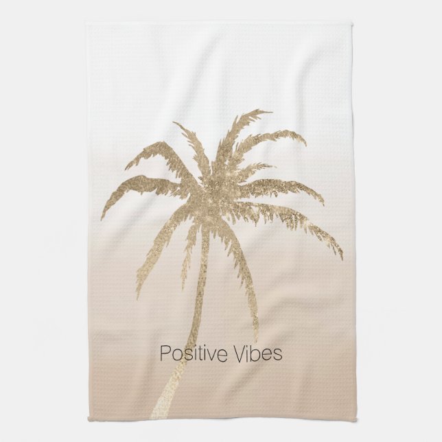 Linge De Cuisine Glam Gold Tropical Palm Tree Ombre (Vertical)