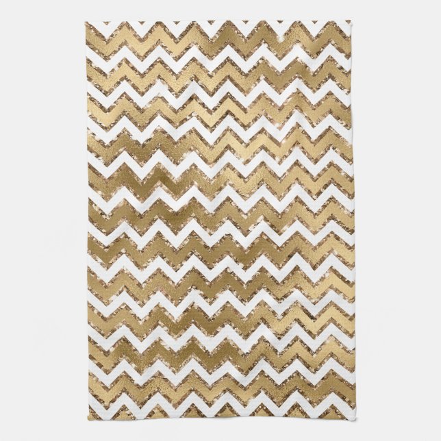 Linge De Cuisine Glam Gold White Zigzag (Vertical)